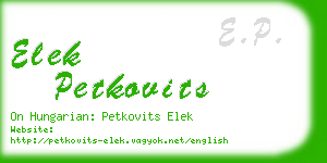 elek petkovits business card